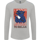 Cat I Watch Murder Documentaries to Relax Mens Long Sleeve T-Shirt Sports Grey