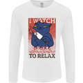 Cat I Watch Murder Documentaries to Relax Mens Long Sleeve T-Shirt White