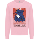 Cat I Watch Murder Documentaries to Relax Mens Sweatshirt Jumper Light Pink
