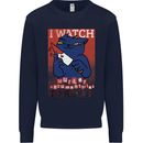 Cat I Watch Murder Documentaries to Relax Mens Sweatshirt Jumper Navy Blue