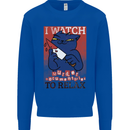 Cat I Watch Murder Documentaries to Relax Mens Sweatshirt Jumper Royal Blue