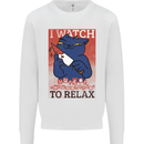 Cat I Watch Murder Documentaries to Relax Mens Sweatshirt Jumper White