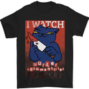 Cat I Watch Murder Documentaries to Relax Mens T-Shirt Cotton Gildan Black