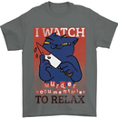 Cat I Watch Murder Documentaries to Relax Mens T-Shirt Cotton Gildan Charcoal
