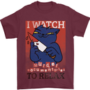Cat I Watch Murder Documentaries to Relax Mens T-Shirt Cotton Gildan Maroon