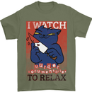 Cat I Watch Murder Documentaries to Relax Mens T-Shirt Cotton Gildan Military Green