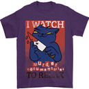 Cat I Watch Murder Documentaries to Relax Mens T-Shirt Cotton Gildan Purple