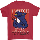 Cat I Watch Murder Documentaries to Relax Mens T-Shirt Cotton Gildan Red