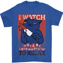 Cat I Watch Murder Documentaries to Relax Mens T-Shirt Cotton Gildan Royal Blue