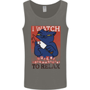 Cat I Watch Murder Documentaries to Relax Mens Vest Tank Top Charcoal
