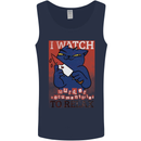 Cat I Watch Murder Documentaries to Relax Mens Vest Tank Top Navy Blue