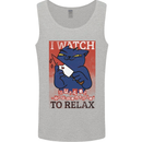 Cat I Watch Murder Documentaries to Relax Mens Vest Tank Top Sports Grey