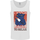 Cat I Watch Murder Documentaries to Relax Mens Vest Tank Top White