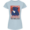 Cat I Watch Murder Documentaries to Relax Womens Petite Cut T-Shirt Light Blue