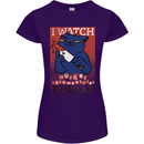 Cat I Watch Murder Documentaries to Relax Womens Petite Cut T-Shirt Purple