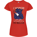 Cat I Watch Murder Documentaries to Relax Womens Petite Cut T-Shirt Red