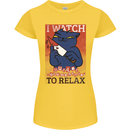 Cat I Watch Murder Documentaries to Relax Womens Petite Cut T-Shirt Yellow