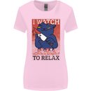 Cat I Watch Murder Documentaries to Relax Womens Wider Cut T-Shirt Light Pink