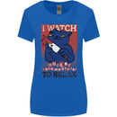Cat I Watch Murder Documentaries to Relax Womens Wider Cut T-Shirt Royal Blue