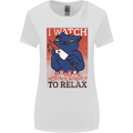 Cat I Watch Murder Documentaries to Relax Womens Wider Cut T-Shirt White