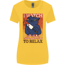 Cat I Watch Murder Documentaries to Relax Womens Wider Cut T-Shirt Yellow