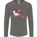 Cat Let that Sh!t Go Funny Pet Kitten Rude Mens Long Sleeve T-Shirt Charcoal
