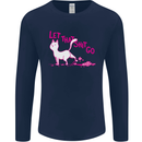 Cat Let that Sh!t Go Funny Pet Kitten Rude Mens Long Sleeve T-Shirt Navy Blue