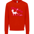 Cat Let that Sh!t Go Funny Pet Kitten Rude Mens Sweatshirt Jumper Bright Red