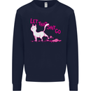 Cat Let that Sh!t Go Funny Pet Kitten Rude Mens Sweatshirt Jumper Navy Blue