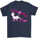 Cat Let that Sh!t Go Funny Pet Kitten Rude Mens T-Shirt Cotton Gildan Navy Blue