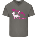 Cat Let that Sh!t Go Funny Pet Kitten Rude Mens V-Neck Cotton T-Shirt Charcoal