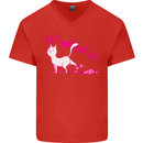 Cat Let that Sh!t Go Funny Pet Kitten Rude Mens V-Neck Cotton T-Shirt Red