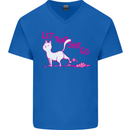 Cat Let that Sh!t Go Funny Pet Kitten Rude Mens V-Neck Cotton T-Shirt Royal Blue