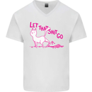Cat Let that Sh!t Go Funny Pet Kitten Rude Mens V-Neck Cotton T-Shirt White