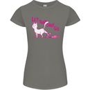 Cat Let that Sh!t Go Funny Pet Kitten Rude Womens Petite Cut T-Shirt Charcoal