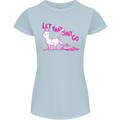 Cat Let that Sh!t Go Funny Pet Kitten Rude Womens Petite Cut T-Shirt Light Blue