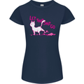 Cat Let that Sh!t Go Funny Pet Kitten Rude Womens Petite Cut T-Shirt Navy Blue