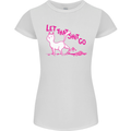 Cat Let that Sh!t Go Funny Pet Kitten Rude Womens Petite Cut T-Shirt White