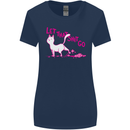 Cat Let that Sh!t Go Funny Pet Kitten Rude Womens Wider Cut T-Shirt Navy Blue