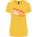 Cat Let that Sh!t Go Funny Pet Kitten Rude Womens Wider Cut T-Shirt Yellow