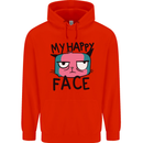 Cat My Happy Face Funny Grumpy Childrens Kids Hoodie Bright Red