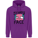 Cat My Happy Face Funny Grumpy Childrens Kids Hoodie Purple