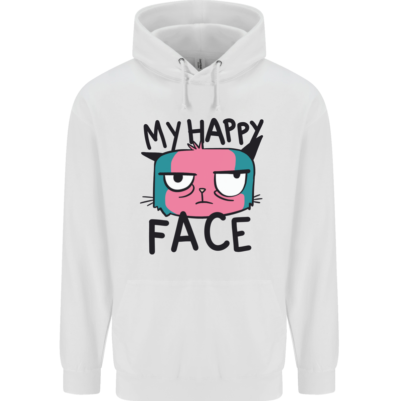 Cat My Happy Face Funny Grumpy Childrens Kids Hoodie White