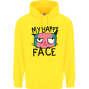 Cat My Happy Face Funny Grumpy Childrens Kids Hoodie Yellow