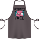 Cat My Happy Face Funny Grumpy Cotton Apron 100% Organic Dark Grey