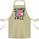 Cat My Happy Face Funny Grumpy Cotton Apron 100% Organic Khaki