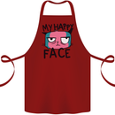 Cat My Happy Face Funny Grumpy Cotton Apron 100% Organic Maroon
