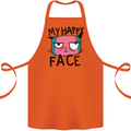 Cat My Happy Face Funny Grumpy Cotton Apron 100% Organic Orange