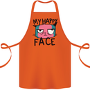 Cat My Happy Face Funny Grumpy Cotton Apron 100% Organic Orange
