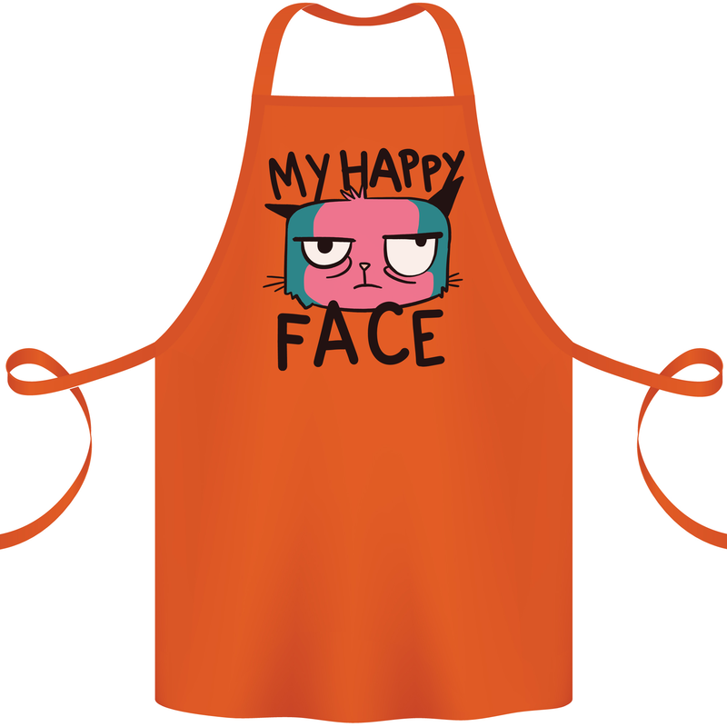 Cat My Happy Face Funny Grumpy Cotton Apron 100% Organic Orange